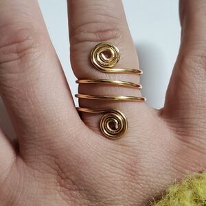 Gold Wire Wrapped Spiral Ring Adjustable